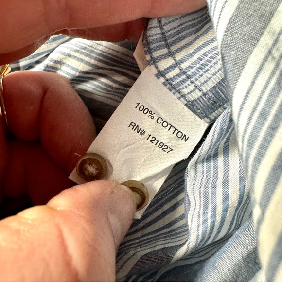 NWT johnnie-O Chandler Indigo Striped Long Sleeve Button-Down Shirt Medium - Picture 11 of 13